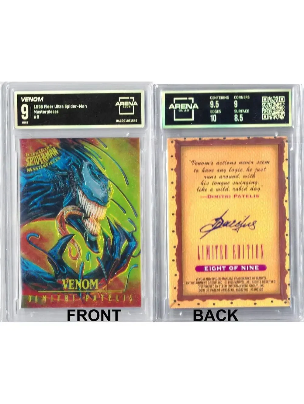 Marvel Fleer Ultra 1995 Spider-Man Masterpieces Chromium Venom #8 of 9 Graded 9